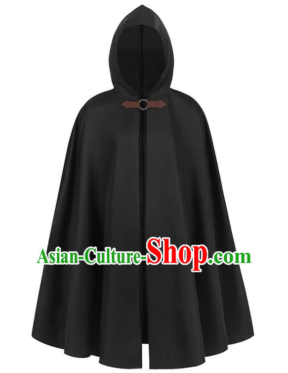 Retro Solid Color Hooded Cloak Halloween Adult Cosplay Ranger Medieval Traveler Cloak Loose Costume