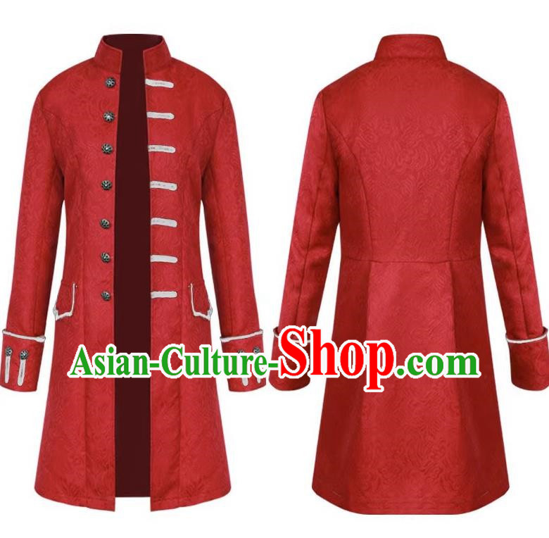 European And American Retro Jacquard Stand Collar Coat Male Cosplay Congressman Lawyer Long Coat Stage Drama Large Size Costume