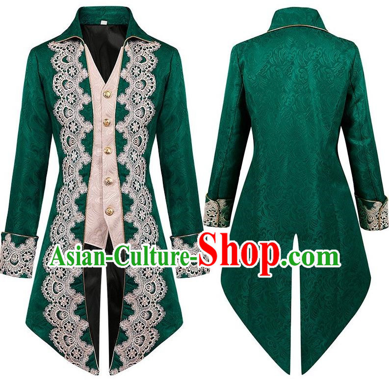 Medieval Lace Tuxedo Men Lace Embroidery Court Coat European And American Stage Play Long Costumes Large Size