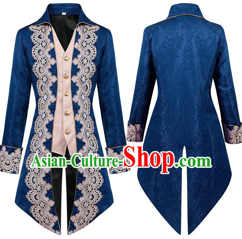 Medieval Lace Tuxedo Men Lace Embroidery Court Coat European And American Stage Play Long Costumes Large Size