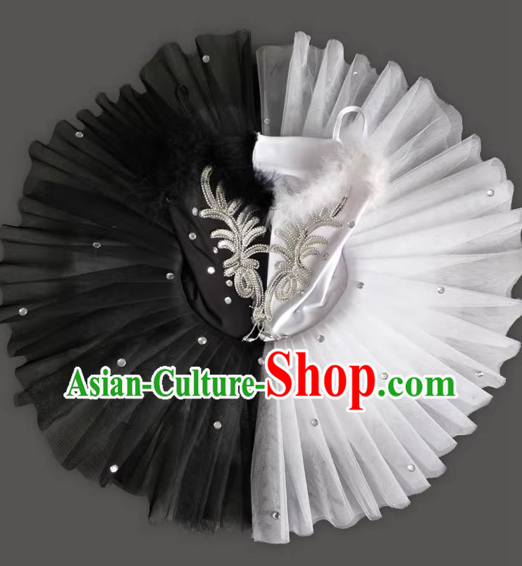 Children Little Swan Dance Sling Ballet Skirt Swan Lake Tutu Skirt Black And White Professional Ballet TUTU Skirt