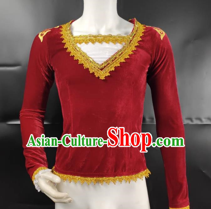 Men Ballet Dance Clothing Aerobics Gymnastics Adult Performance Clothing Single Top