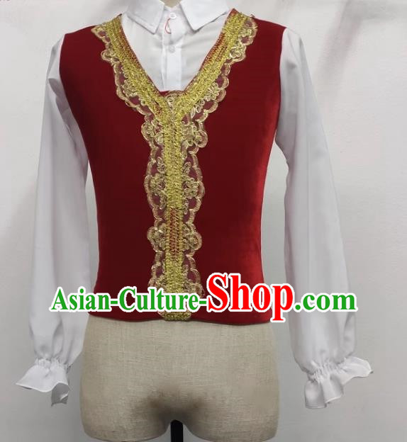 Men False Two Piece Lapel Slim Ballet Costume Top