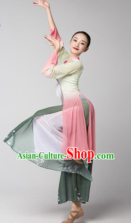 Classical Dance Chinese Dance Long Sleeved Trumpet Sleeve Dance Gauze Body Yoga Body Rhyme Practice Clothing Female