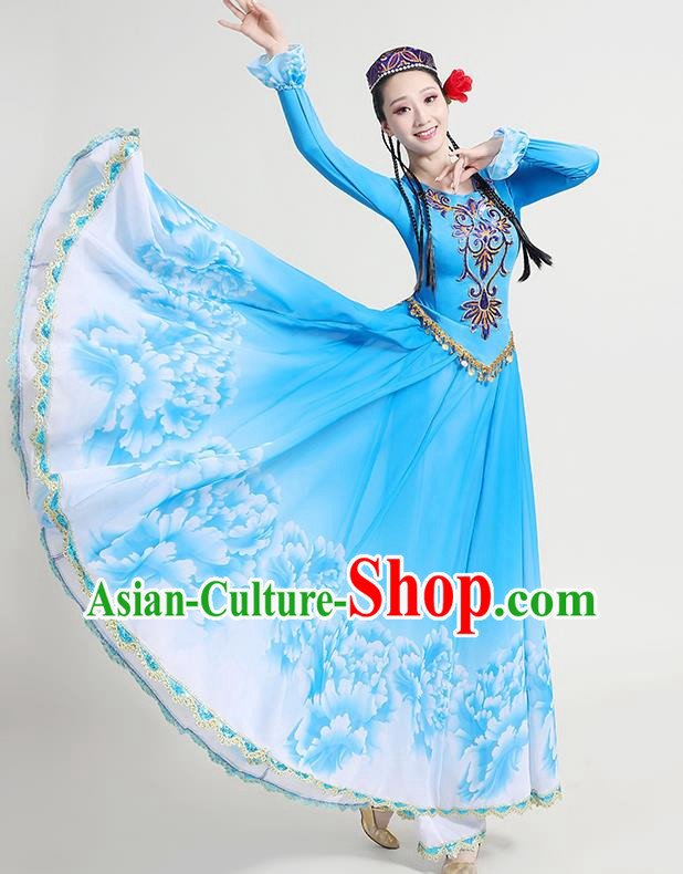 Xinjiang Dance Performance Costume New Uyghur Opening Dance Big Swing Skirt Art Test Practice Skirt Uyghur Dance Costume