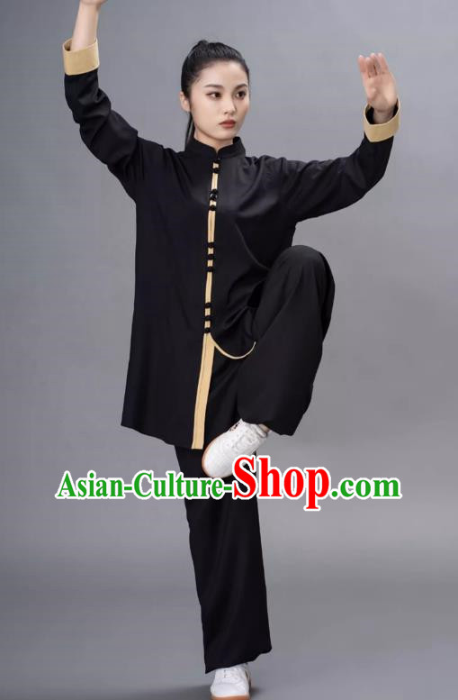 Contrasting Color Fashion Tai Chi Clothing Loose Mid Length Performance Clothing Chinese Style