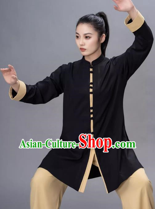 Contrasting Color Fashion Tai Chi Clothing Loose Mid Length Performance Clothing Chinese Style