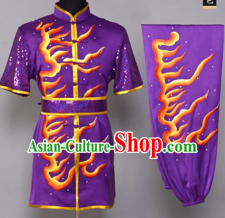 Martial Arts Clothing Embroidery Performance Clothing Flame Changquan Clothing Nanquan Clothing Practice Clothing Chinese Style