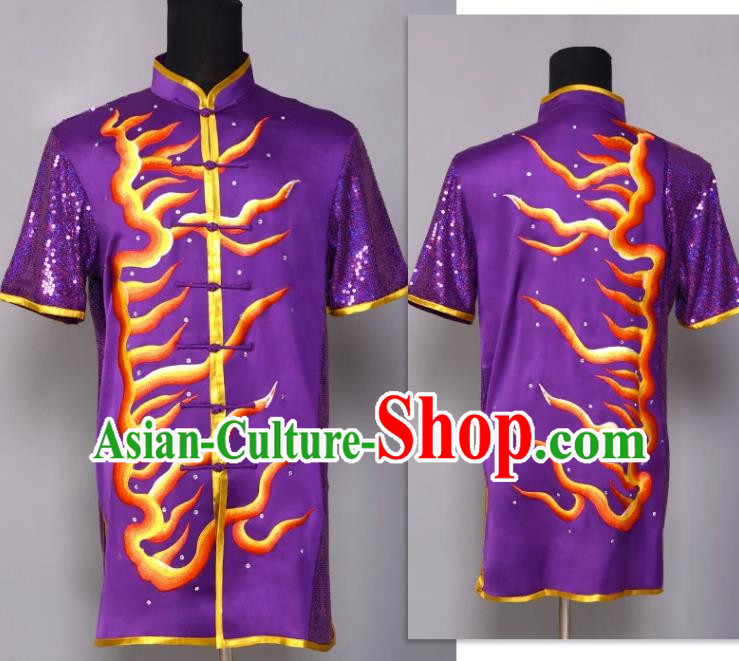 Martial Arts Clothing Embroidery Performance Clothing Flame Changquan Clothing Nanquan Clothing Practice Clothing Chinese Style