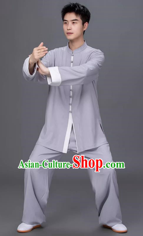 Tai Chi Clothing Cotton Linen Practice Clothing Long Sleeved Performance Clothing Tang Suit Chinese Men