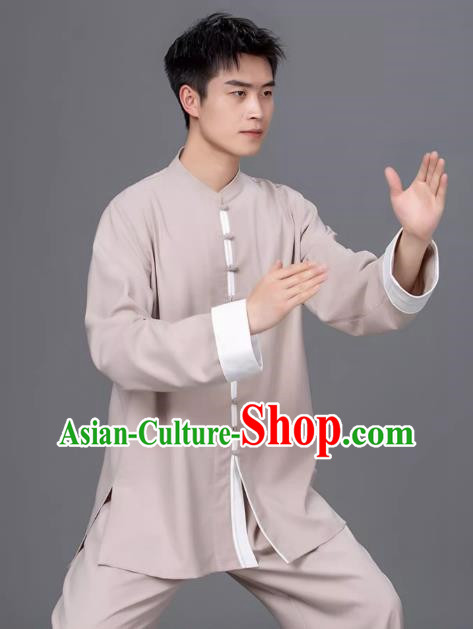 Tai Chi Clothing Cotton Linen Practice Clothing Long Sleeved Performance Clothing Tang Suit Chinese Men