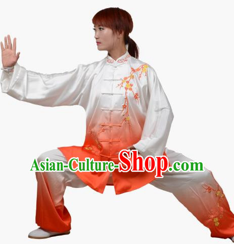 Tai Chi Clothes Winter Plum Herald Spring Embroidered Practice Clothes Spring And Summer Gradient Transitional Colors