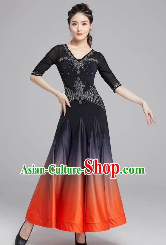 Modern Dance Skirt Female National Standard Dance Waltz Ballroom Dance Latin Dance Gradient Big Swing Dress Practice Performance