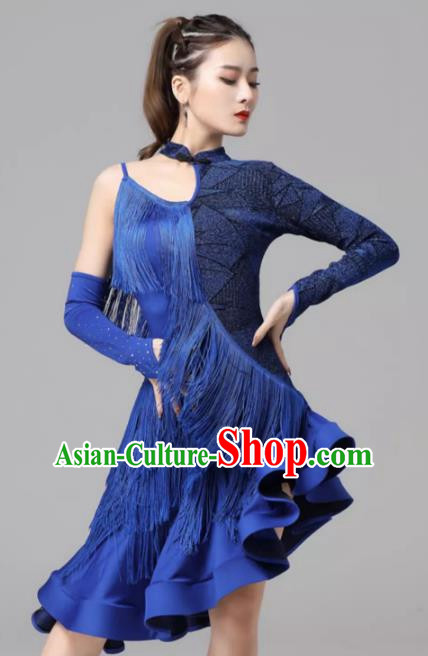 Latin Dance Skirt Performance Out Service Female Adult Group Professional Competition Dance Sexy Fringed Dress