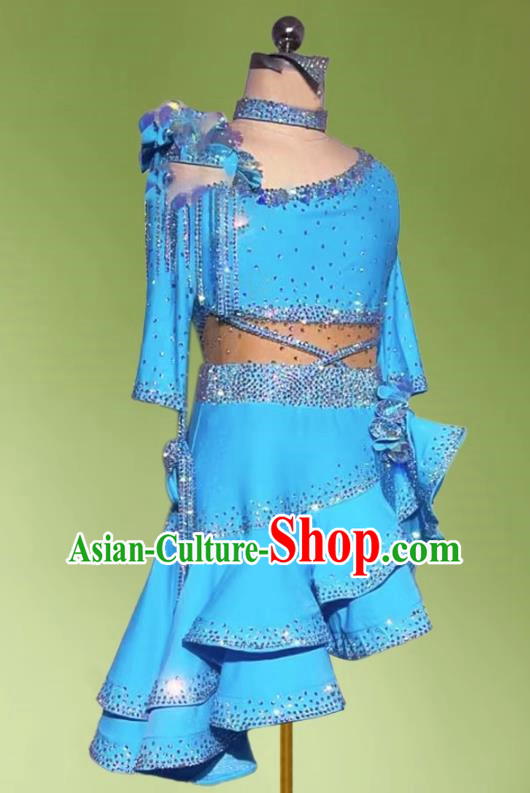 Latin Dance Performance Clothing High End Girls With Diamond Competition Flower Clothing Adult Performance Advanced Version Chacha