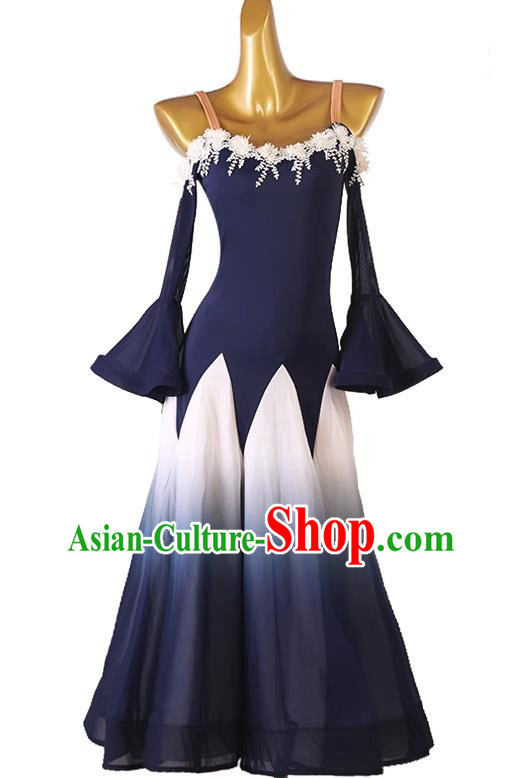 National Standard Dance Ballroom Dance Large Swing Skirt Strapless Modern Dance Performance Clothing Waltz Dance Skirt New Gradient Skirt