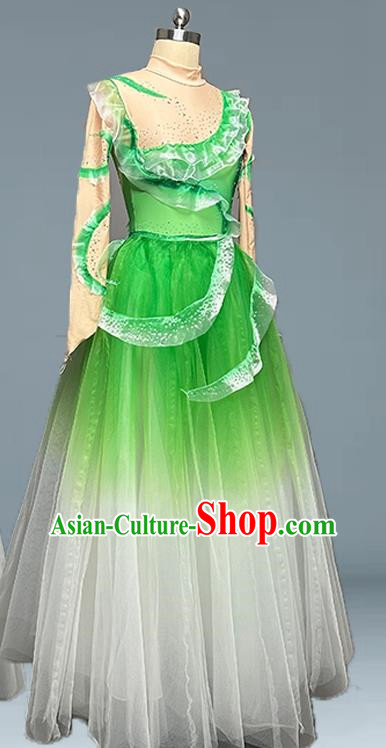 Supporting Dancer Skirt Atmospheric Opening Dance Green Yellow Swing Skirt