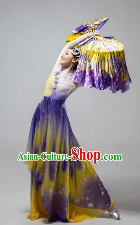 Classical Dance Dream Butterfly Flying Gradient Fan Dance Performance Costume
