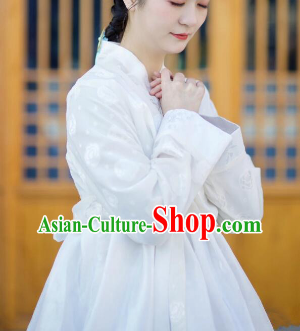 Korean Female Hanbok Traditional Court Princess Costume Bride White Fashion