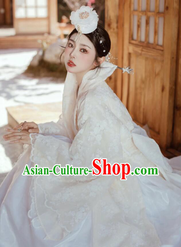 Korean Bride White Fashion Princess Hanbok Traditional Costume Wedding Dress