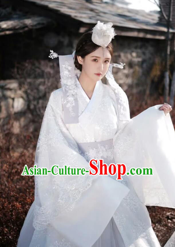 Korean Wedding Dress Bride White Fashion Princess Hanbok Traditional Costume Complete Set