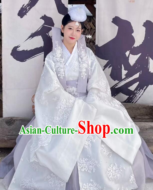 Korean Wedding Dress Bride White Fashion Princess Hanbok Traditional Costume Complete Set