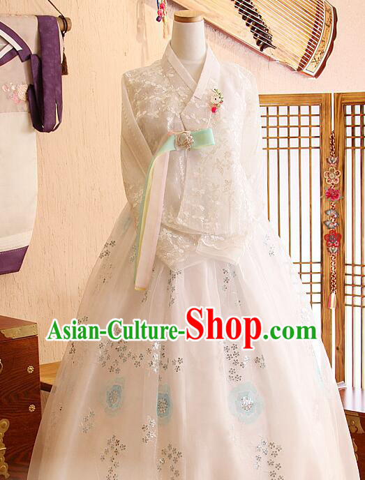 Top Korean Wedding Dress White Traditional Hanbok Bride Costume