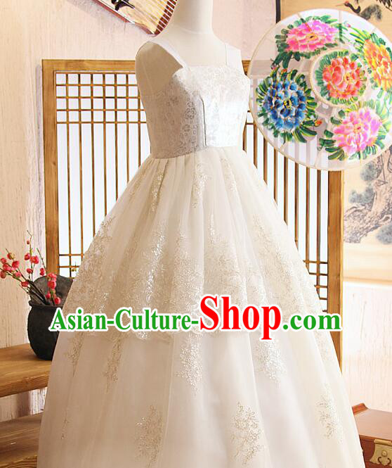 Korean Bride Celebration Costume Traditional Wedding Dress Embroidered Lace White Hanbok