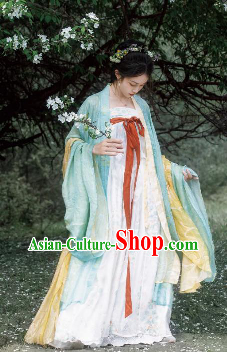 China Ancient Court Woman Silk Dresses Woman Hanfu Tang Dynasty Princess Clothing Traditional Costumes