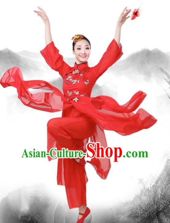 Classical Dance Performance Costume Female Elegant Fan Umbrella Dance New National Dance Costume Performance Square Dance Yangko Costume