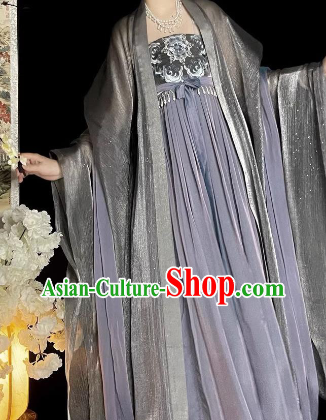 Chinese Tang Dynasty Empress Costumes Traditional Hanfu Woman Ruquan Ancient Goddess Purple Dresses
