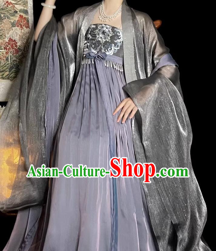 Chinese Tang Dynasty Empress Costumes Traditional Hanfu Woman Ruquan Ancient Goddess Purple Dresses
