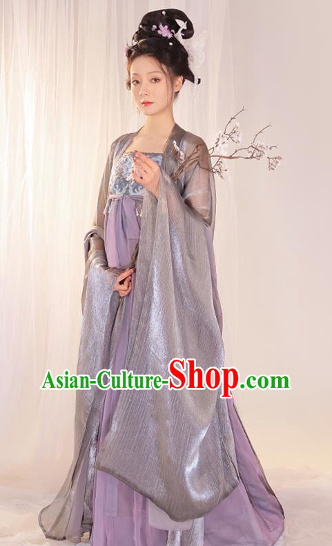 Chinese Tang Dynasty Empress Costumes Traditional Hanfu Woman Ruquan Ancient Goddess Purple Dresses