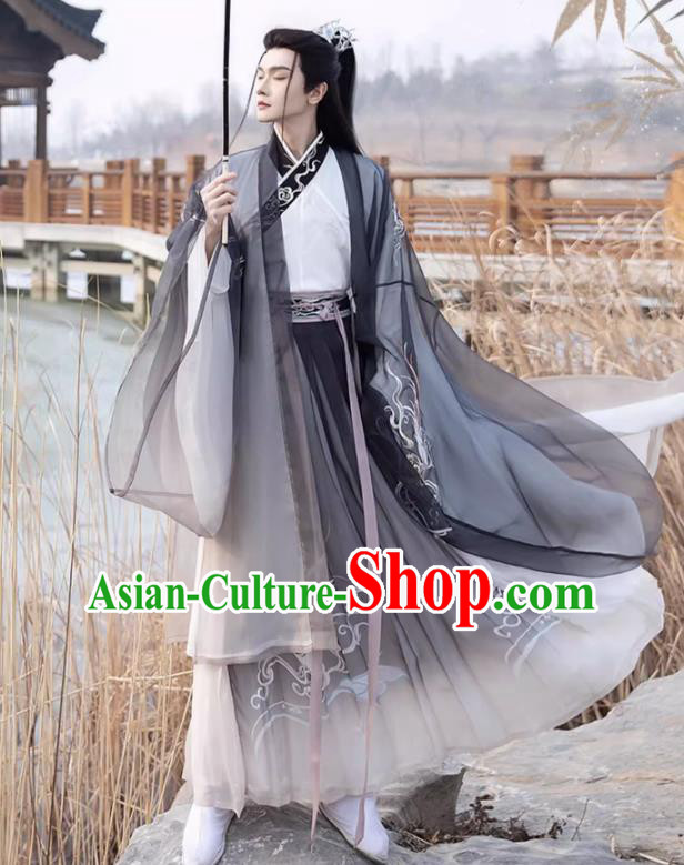 Chinese Jin Dynasty Noble Childe Costumes Traditional Male Hanfu Ancient Swordsman Clothing