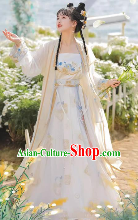 Chinese Ancient Young Lady Clothing Song Dynasty Garment Costumes Traditional Apricot Hanfu Dress