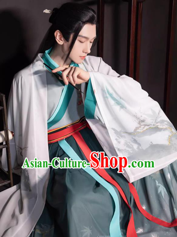 Chinese Traditional Hero Hanfu Ancient Swordsman Clothing Jin Dynasty Male Garment Costumes