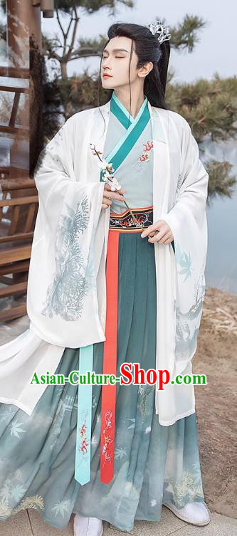Chinese Traditional Hero Hanfu Ancient Swordsman Clothing Jin Dynasty Male Garment Costumes
