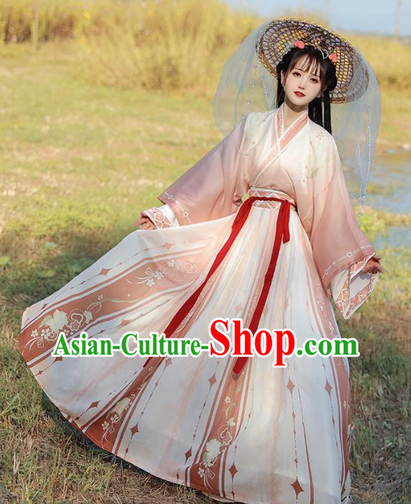 Chinese Jin Dynasty Princess Garment Costumes Traditional Pink Hanfu Dress Ancient Woman Clothing