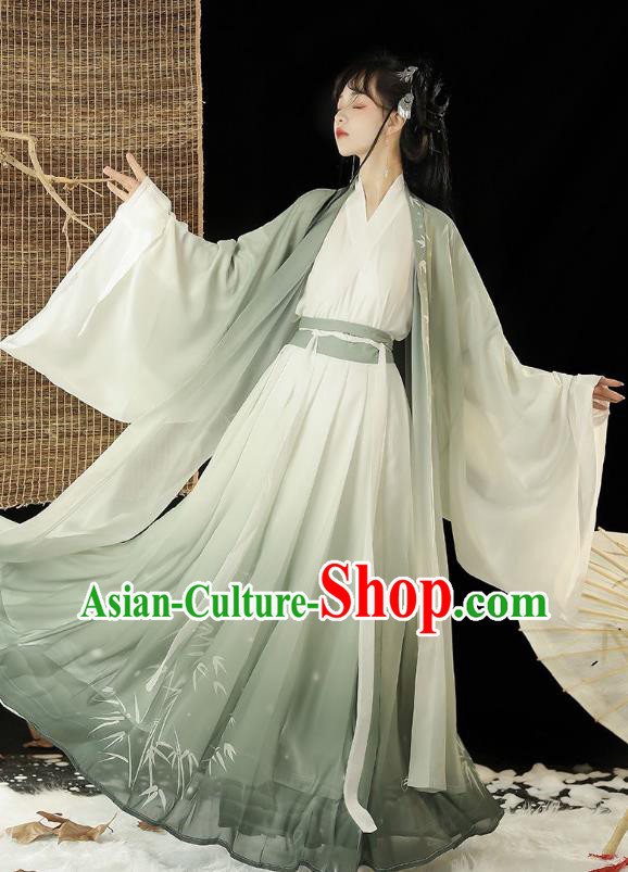 China Ancient Swordswoman Clothing Traditional Female Green Hanfu Dress Song Dynasty Garment Costumes