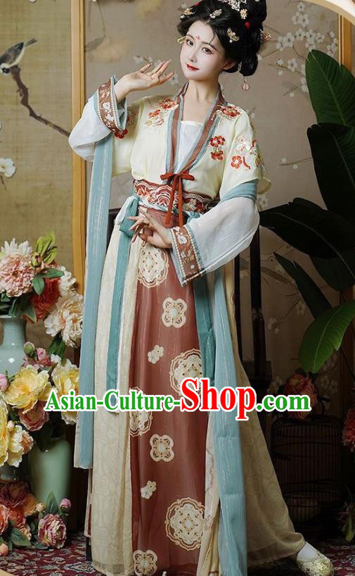 China Traditional Young Lady Hanfu Dress Tang Dynasty Princess Garment Costumes Ancient Woman Clothing