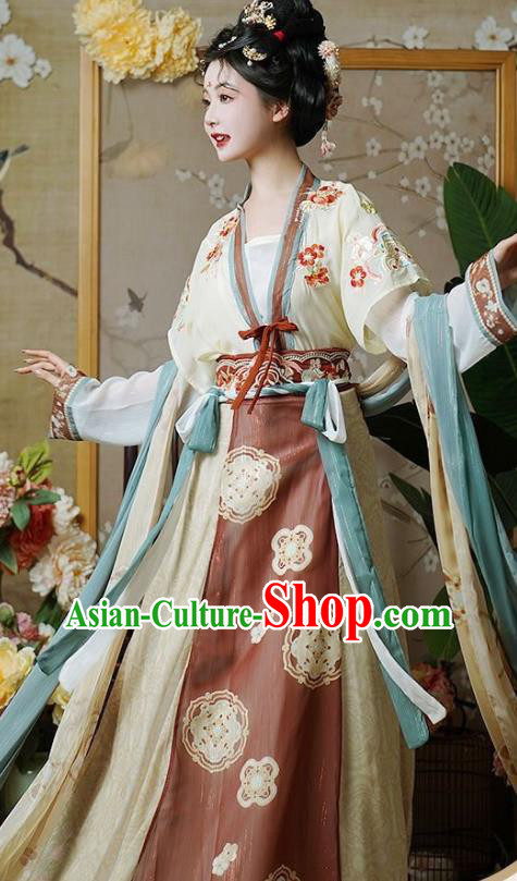 China Traditional Young Lady Hanfu Dress Tang Dynasty Princess Garment Costumes Ancient Woman Clothing