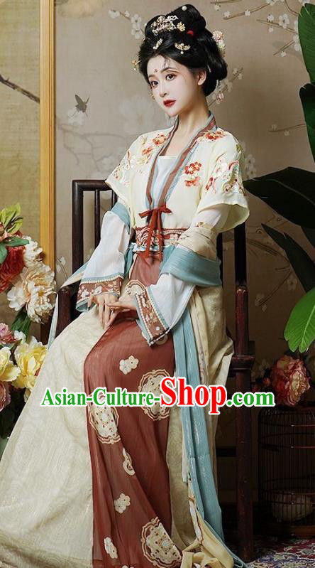 China Traditional Young Lady Hanfu Dress Tang Dynasty Princess Garment Costumes Ancient Woman Clothing