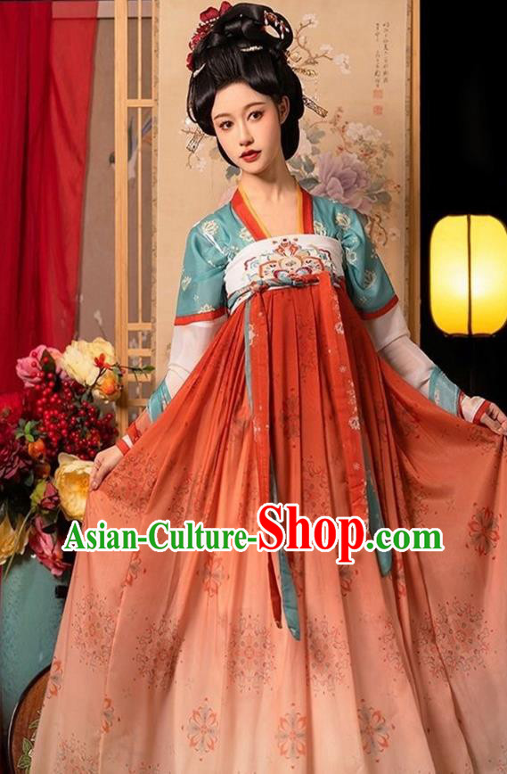 China Tang Dynasty Empress Garment Costumes Ancient Imperial Consort Clothing Traditional Court Woman Red Hanfu Dress