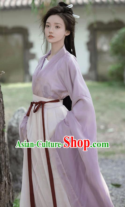 China Southern and Northern Dynasties Princess Garment Costumes Ancient Fairy Clothing Traditional Lilac Hanfu Dress