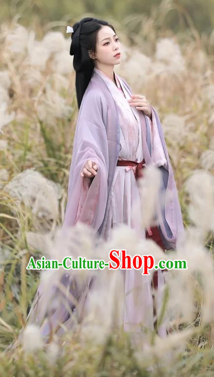 Traditional Lilac Hanfu Dress Ancient Song Dynasty Young Lady Clothing China Fairy Costumes