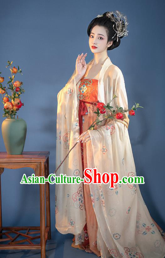 China Ancient Noble Woman Costume Tang Dynasty Imperial Concubine Dress Traditional Hanfu Ruqun Clothing