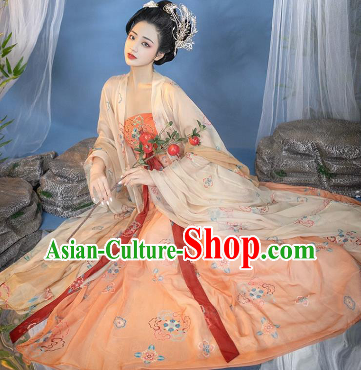 China Ancient Noble Woman Costume Tang Dynasty Imperial Concubine Dress Traditional Hanfu Ruqun Clothing
