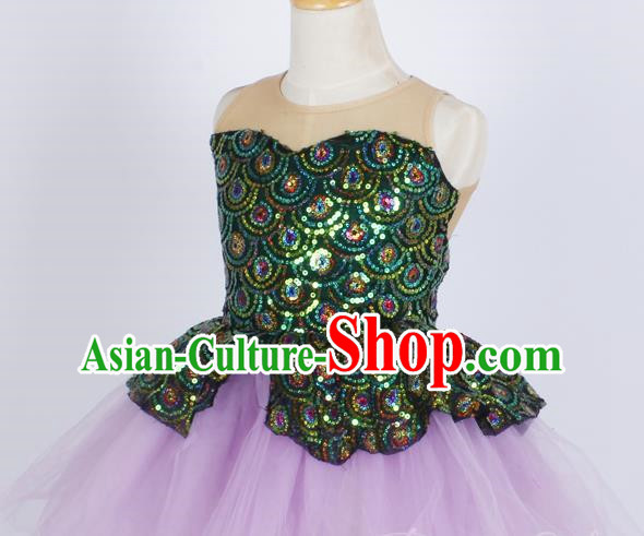 Children Princess Dress Mermaid Sequin Costume Stage Dress Fluffy Gauze Skirt