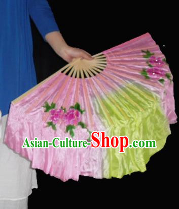 Taoli Cup Dance Meiluozi Dancing Fan Silk Double Sided Color Right Hand Fan Classical Dance Fan