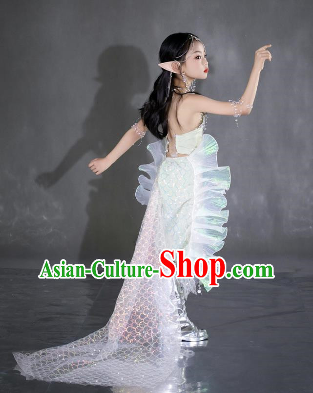 Mermaid Ji Sequined Mermaid Dress Girls Dress COS Mermaid Costume Children Ocean Wind Catwalk Costume Mermaid